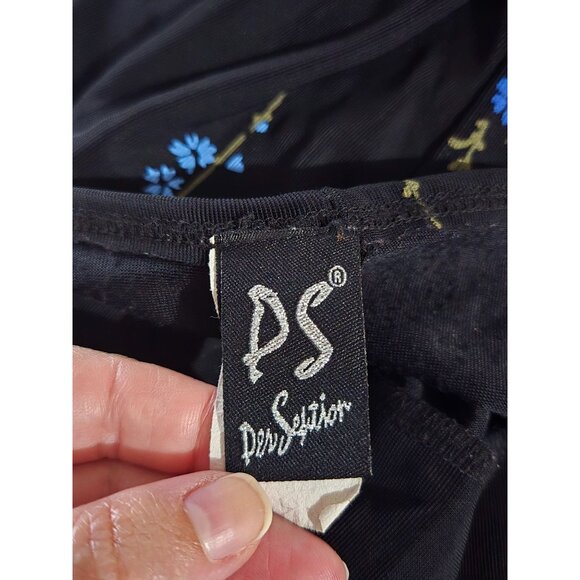 PS Per Seption Black Dark Floral Floral Maxi Dress Large Y2K Whimsigoth Fairy - Picture 5 of 9